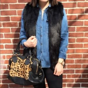 Black faux fur vest